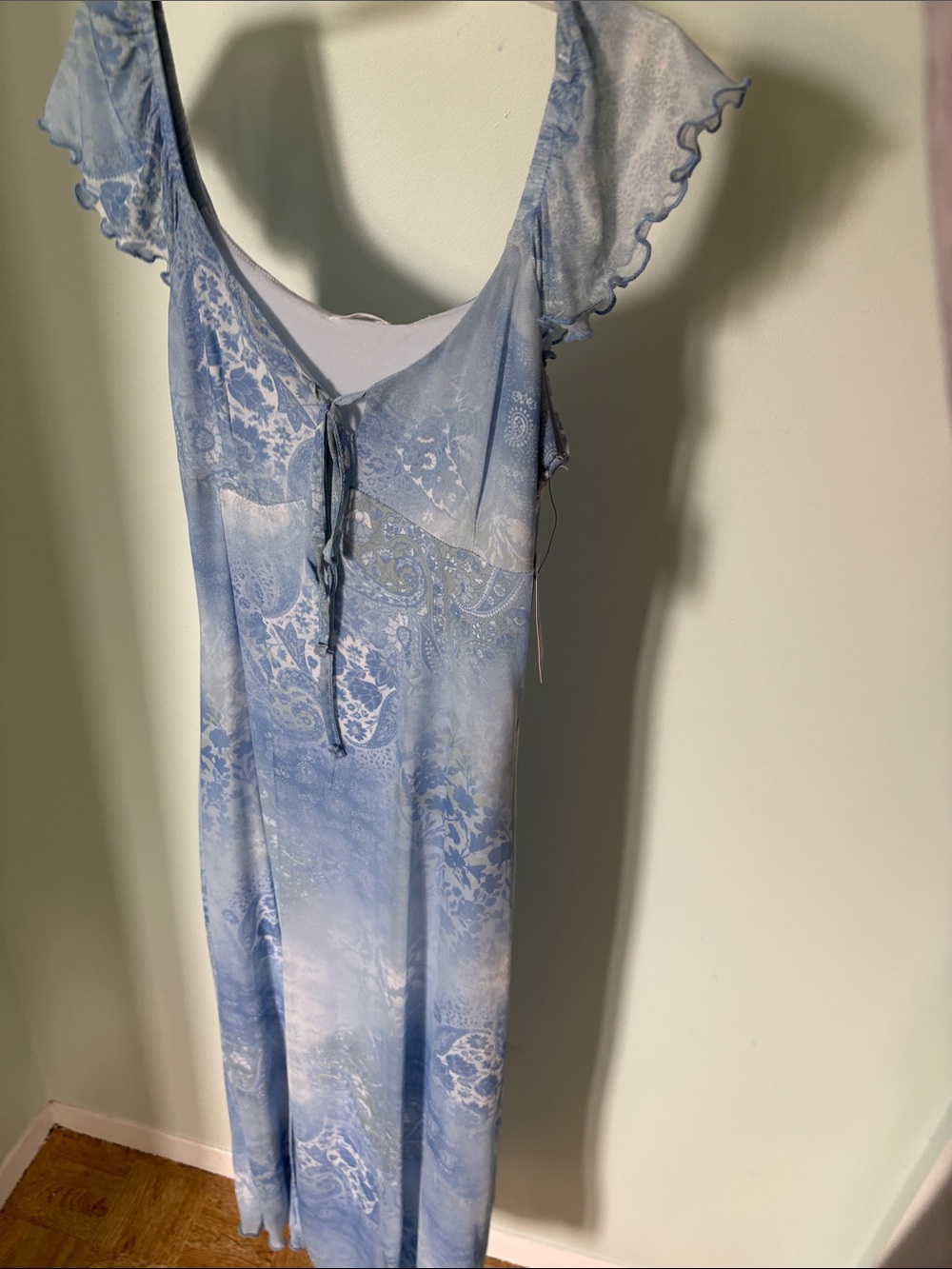 Ardene Light Blue Printed Slip Nightgown with Tie-Front